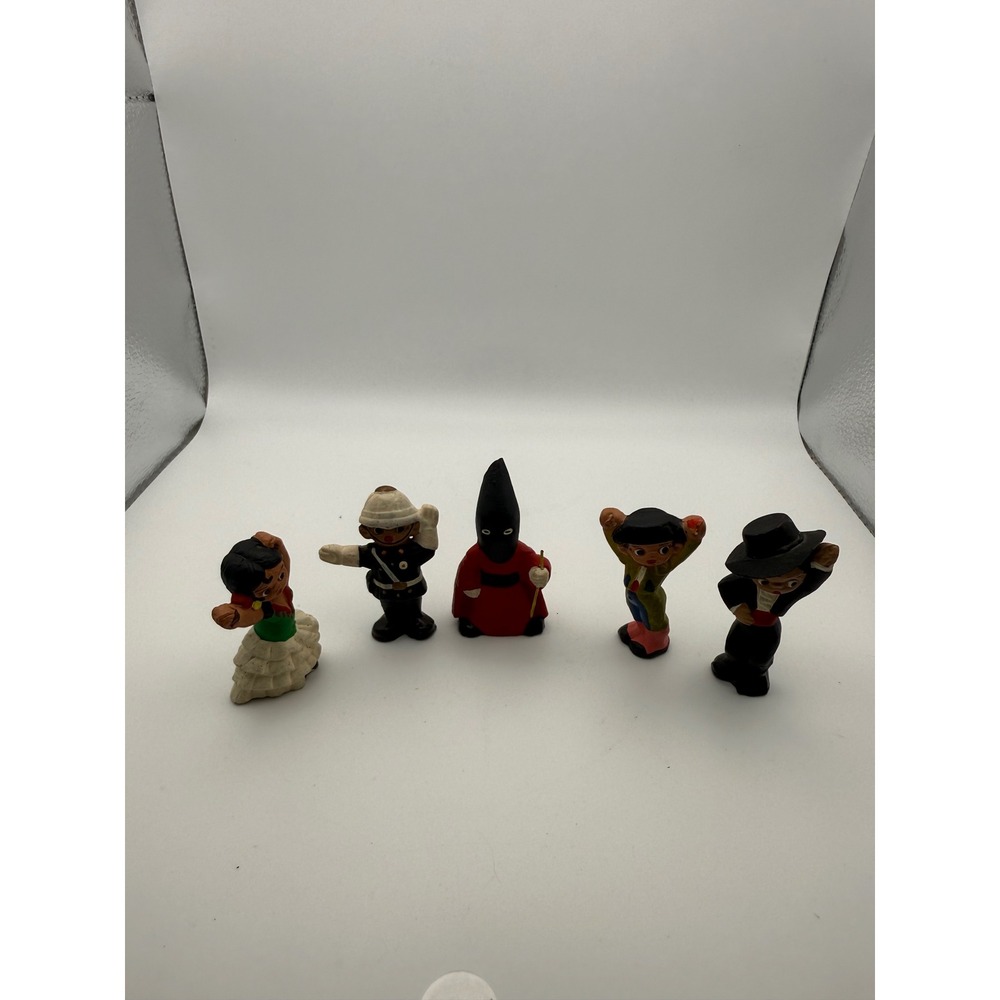 Vintage Miniature Hand Painted Folk Art Figurines Set of 5 Cultural Characters